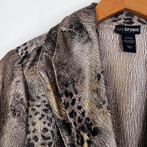 Lane Bryant Tan Animal Print Structured Collar Single Breasted Blazer Sz 14/16W - Picture 5 of 11